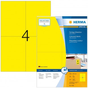 Herma 4396 etiquettes 105 x 148 A4 400 pieces Jaune