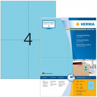 Herma 4398 etiquettes 105 x 148 A4 400 pieces Bleu