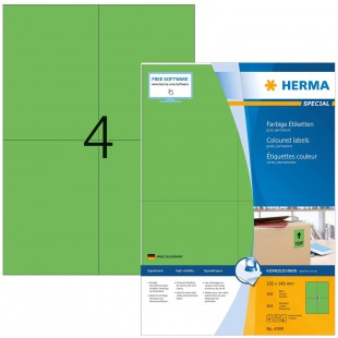 Herma 4399 etiquettes 105 x 148 A4 400 pieces Vert