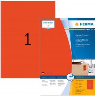 Herma 4402 etiquettes 210 x 297 A4 100 pieces Rouge