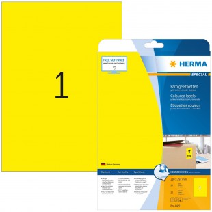 Herma 4421 etiquettes 210 x 297 A4 20 pieces Jaune