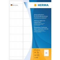 HERMA 4438 Lot de 100 etiquettes autocollantes pour machine a  ecrire Format A4 (67 x 38 mm, papier mat, coins arrondis) Blanc