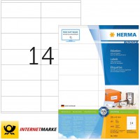 Herma 4452 etiquettes 105 x 42 Premium A4 1400 pieces Blanc