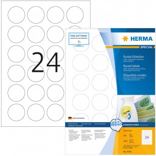 Herma 4476 etiquettes movables/amovibles diametre 40 A4 2400 pieces Blanc