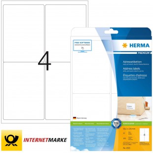 Herma Premium Papier Laser pour Imprimante Laser Jet d'encre/Imprimante Couleur A4 99,1x139 mm 100 pages Blanc