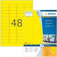 Herma 4544 etiquettes de couleur (45,7 x 21,2 mm vers DIN A4 papier mat, imprimable) 4,800 autocollants sur 100 feuilles, jaune