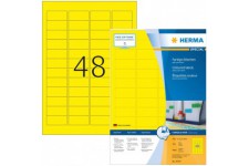 Herma 4544 etiquettes de couleur (45,7 x 21,2 mm vers DIN A4 papier mat, imprimable) 4,800 autocollants sur 100 feuilles, jaune