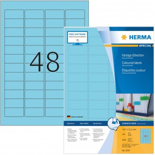 HERMA 4547 Lot de 4800 etiquettes autocollantes colorees DIN A4 (45,7 x 21,2 mm, 100 feuilles de papier mat) autocollantes impri