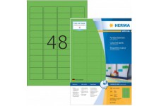 HERMA 4549 Lot de 100 feuilles de papier mat autocollantes imprimables Vert Format A4 45,7 x 21,2 mm