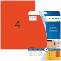 HERMA 4562 Lot de 80 etiquettes autocollantes colorees DIN A4 (105 x 148 mm, 20 feuilles, papier mat) autocollantes imprimables,