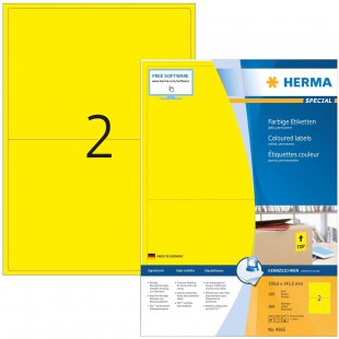 HERMA 4565 Lot de 200 etiquettes autocollantes colorees DIN A4 (199,6 x 143,5 mm, 100 feuilles de papier mat) autocollantes impr
