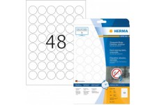 Herma 4571 resistante aux intemperies d'ecran etiquettes (A4, diametre 30 mm residus Mat Resistant) 960 pieces Blanc
