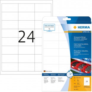 Herma 4573 resistante aux intemperies d'ecran etiquettes (A4, 66 x 33,8 mm residus Mat Resistant) 480 pieces Blanc