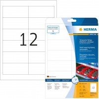 Herma 4574 resistante aux intemperies Film etiquettes (A4, 97 x 42,3 mm residus Mat Resistant) 240 pieces Blanc