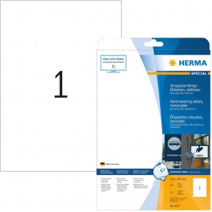 Herma 4577 resistante aux intemperies d'ecran etiquettes (A4, 210 x 297 mm residus Mat Resistant Lot de 20), blanc
