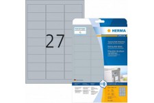 HERMA 4592 Lot de 10 feuilles de film polyester mat autocollant imprimable, film adhesif ultra resistant Argente Format A4 63,5 