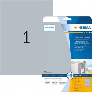 HERMA 4593 Rectangle Argent 10piece(s) etiquette auto-collante - etiquettes auto-collantes (Argent, Rectangle, A4, Universel, Po