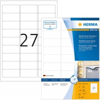 HERMA 4594 Lot de 1080 etiquettes autocollantes autocollantes pour imprimante a  jet d'encre DIN A4 63,5 x 29,6 mm Blanc mat