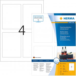 Herma 8882 Lot de 40 feuilles d'etiquettes autocollantes brillantes pour imprimante jet d'encre Format A4 90 x 120 mm 40 feuille