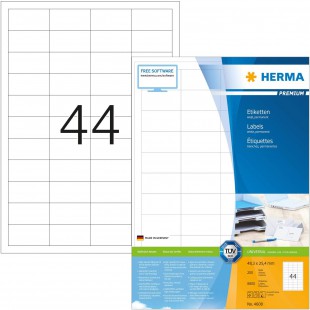Herma 4608 etiquettes 48,3 x 25,4 Premium A4 8800 pieces Blanc