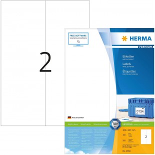 Herma 4658 etiquettes 105 x 297 Premium A4 200 pieces Blanc