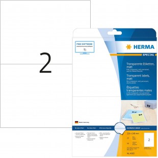 Herma 4683 etiquettes en plastique A4 210 x 148 mm 50 pieces Transparent