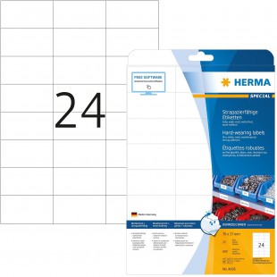 Herma 4695 etiquettes plastique 70 x 37 A4 LaserCopy Blanc