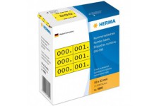 HERMA - etiquettes de numerotation 0-999, 10 x 22 mm, noir, triples, ecriture noir sur papier jaune
