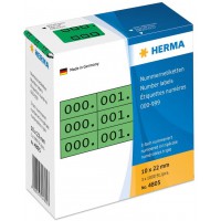 HERMA - etiquettes de numerotation 0-999, 10 x 22 mm, noir, triples, ecriture noir sur papier vert c