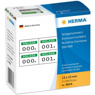 Herma 4834 etiquettes a  numeros auto-adhesives a  numerotage double 15 x 22 mm (Numeros en vert)