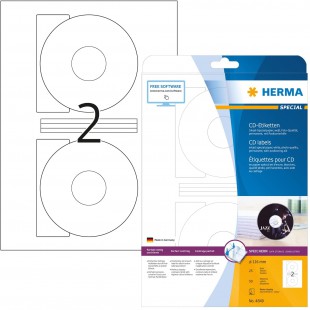 Herma 4849 etiquettes de CD jet d'encre diametre 116 A4 Blanc