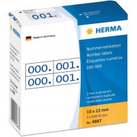 HERMA 4887 Etiquettes numeros doubles autocollantes 0-999 10 x 22 mm Bleu