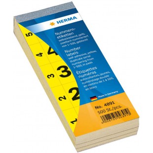 HERMA 4891 Bloc de numeros autocollants 1-500 28 x 56 mm Jaune