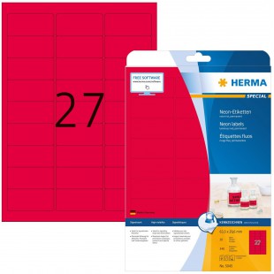 Herma 5045 etiquettes 63,5 x 29,6 A4 540 pieces Rouge fluo