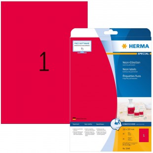 Herma 5048 etiquettes 210 x 297 A4 20 pieces Rouge fluo