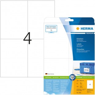 Herma 5063 etiquettes 105 x 148 Premium A4 100 pieces Blanc