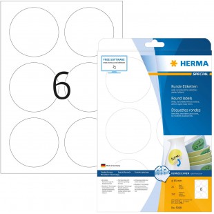 Herma 5068 etiquettes movables/amovibles diametre 85 A4 Blanc