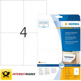 Herma 5082 etiquettes movables/amovibles 105 x 148 A4 Blanc