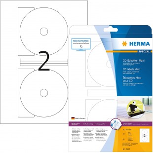 Herma 5115 etiquettes Maxi pour CD diametre 116 A4 50 pieces Blanc