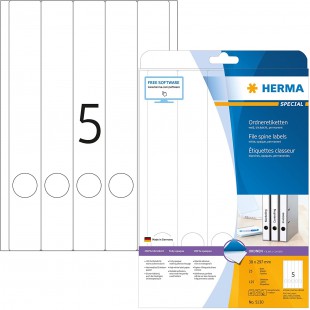 Herma 5130 etiquettes classeur 38 x 297 A4 125 pieces Blanc