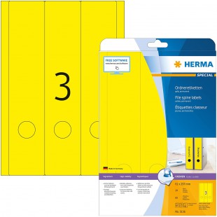 Herma 5136 etiquettes classeur 61 x 297 A4 60 pieces Jaune