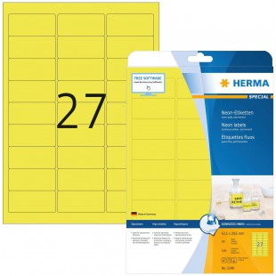 Herma 5140 etiquettes 63,5 x 29,6 A4 540 pieces Jaune fluo