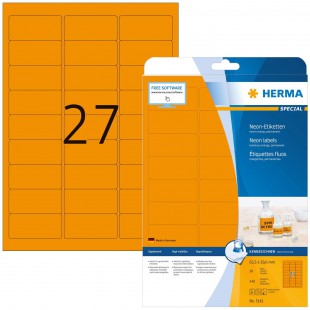 Herma 5141 etiquettes 63,5 x 29,6 A4 540 pieces Orange fluo