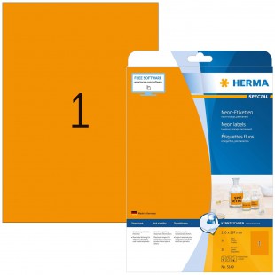 Herma 5149 etiquettes 210 x 297 A4 LaserCopy 20 pieces Orange fluo