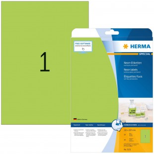 Herma 5151 etiquettes 210 x 297 A4 LaserCopy 20 pieces Vert fluo