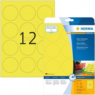 Herma 5152 etiquettes diametre 60 A4 LaserCopy 240 pieces Jaune fluo