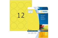 Herma 5152 etiquettes diametre 60 A4 LaserCopy 240 pieces Jaune fluo