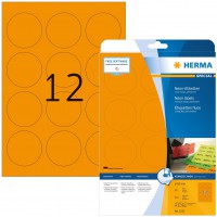 Herma 5153 etiquettes diametre 60 A4 LaserCopy 240 pieces Orange fluo