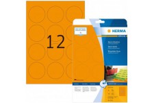 Herma 5153 etiquettes diametre 60 A4 LaserCopy 240 pieces Orange fluo