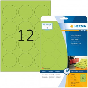 Herma 5155 etiquettes diametre 60 A4 LaserCopy 240 pieces Vert fluo